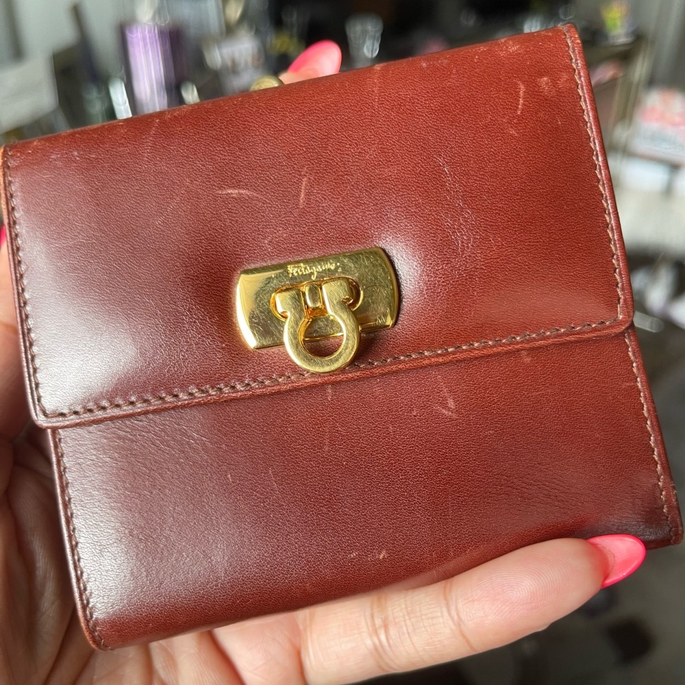Vintage Ferragamo Brown Leather Wallet